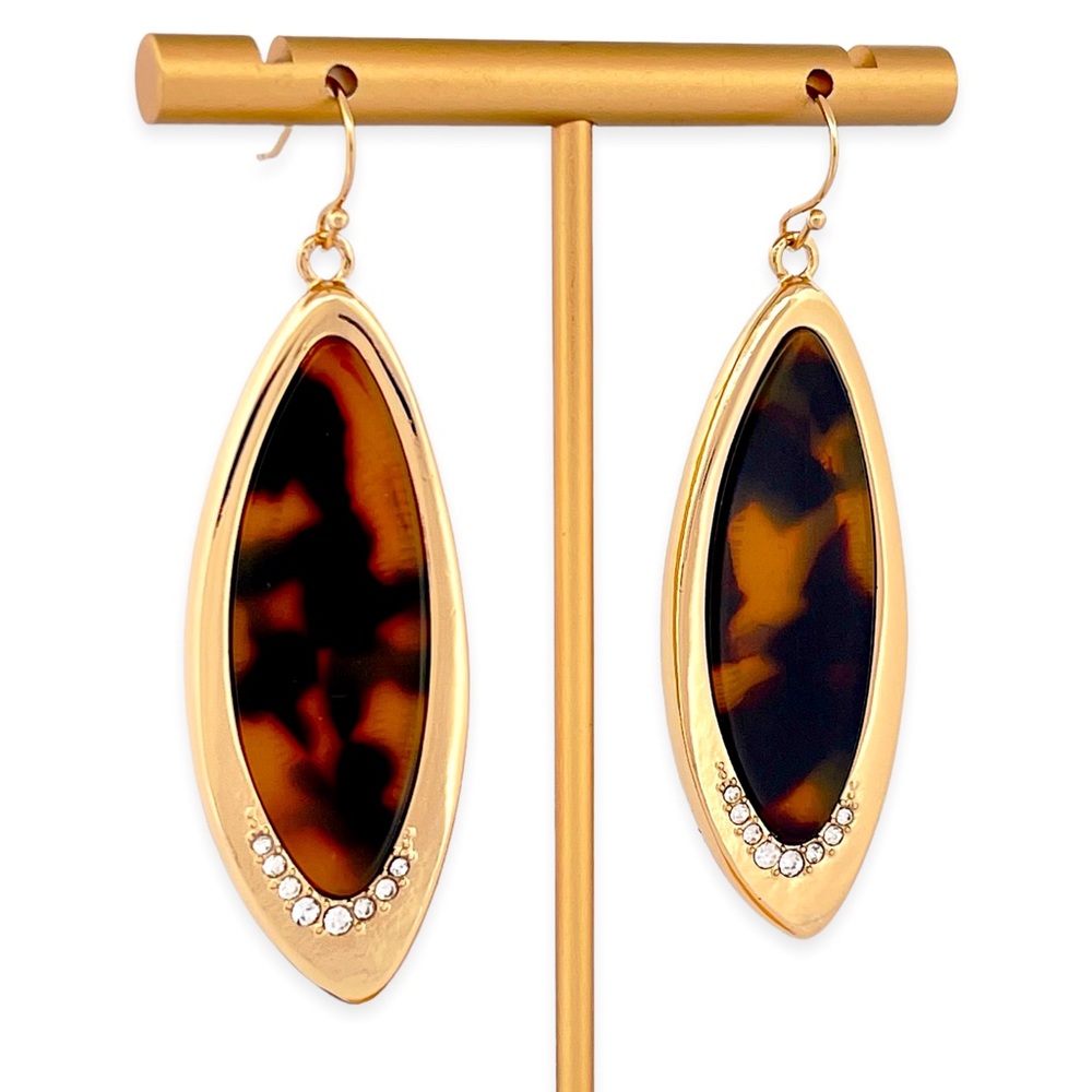 NWT Laundry by Shelli Segal Gold Tone and Tortoise Statement Earrings